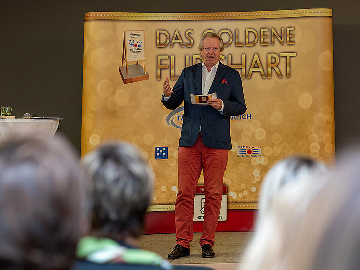 Moderator bei der Verleihung des Goldenen Flipchart
